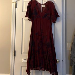 Anthropologie Maeve Maroon Dress